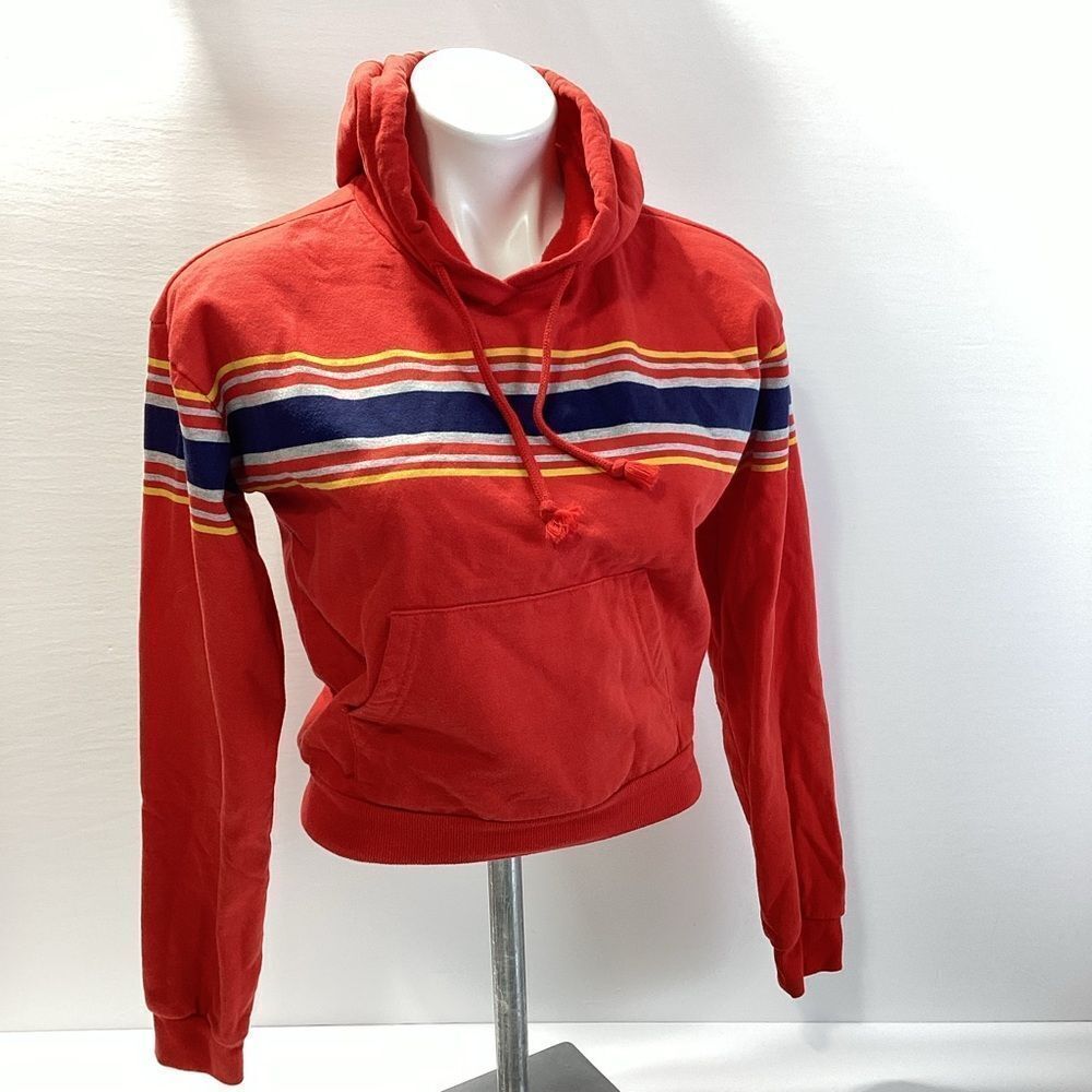 L.A. Hearts Red Striped Pullover Hoodie Juniors Size XS Casual Yellow Blue Gray